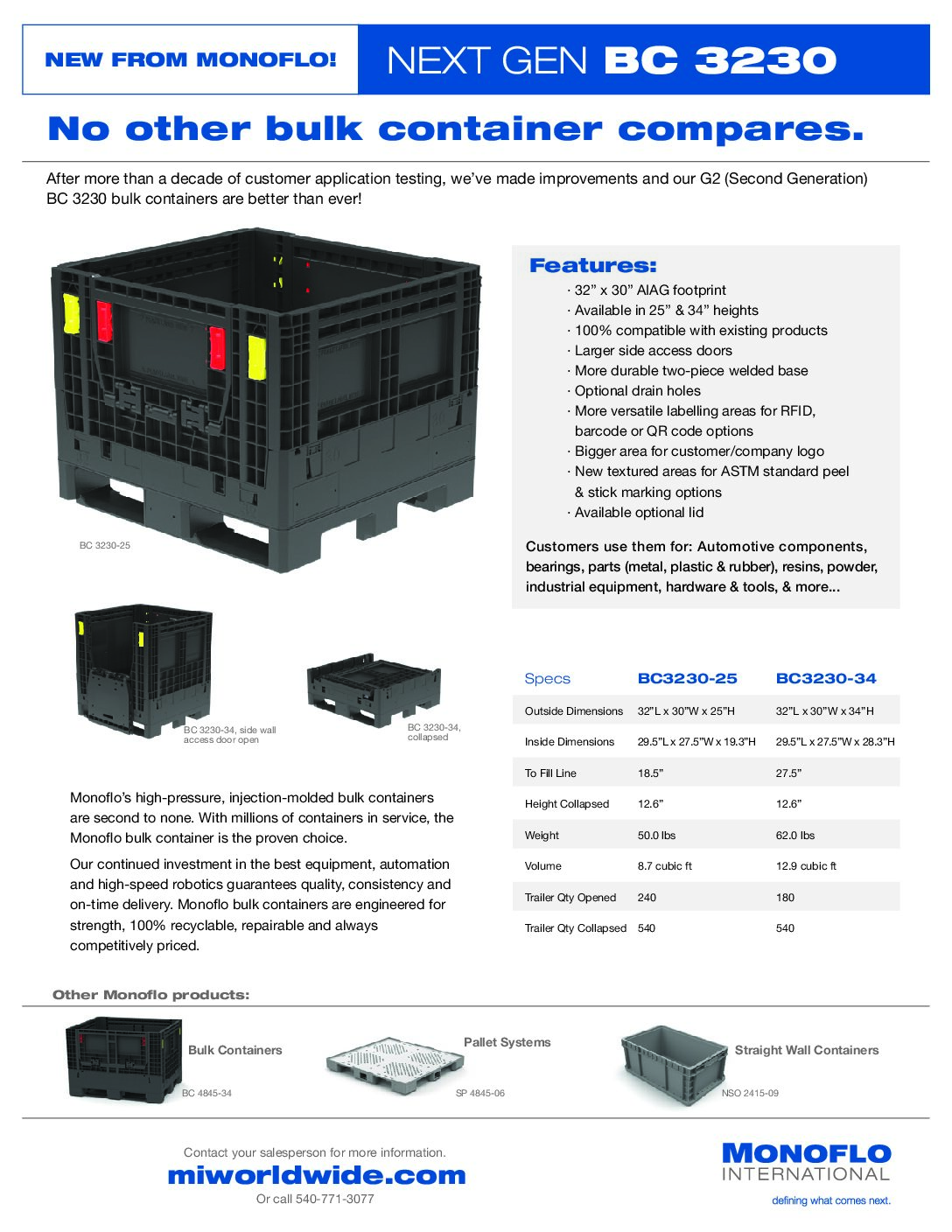 NEXT GEN Bulk Container 3230 Spec Sheet