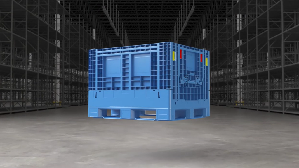 New 48 x 40 collapsible bulk container launched by Monoflo, designed for efficient storage and transport.